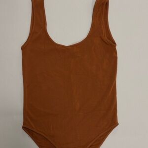 Rust Brown Scoop Neck Bodysuit